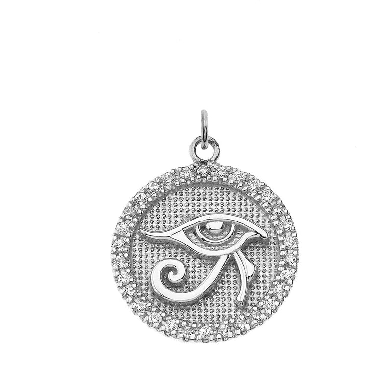 Eye of Horus Disc Pendant Necklace in Sterling Silver