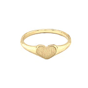 Heart Shape Face Dainty Signet Ring in Solid Gold