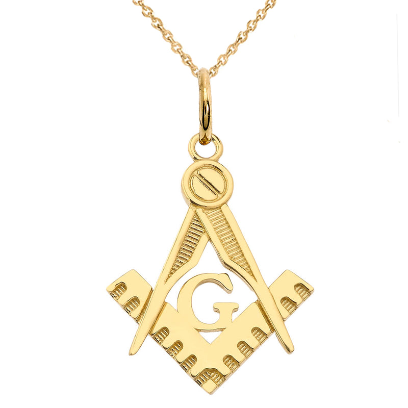 Masonic Symbol Pendant Necklace in Solid Gold(Yellow/Rose/White ...