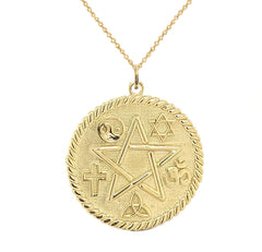 CZ Pentagram Rope Pendant Necklace in Solid Gold | Takar Jewelry