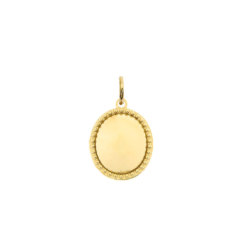 Milgrain Oval Shaped Statement Pendant Necklace In Solid Gold Takar Jewelry