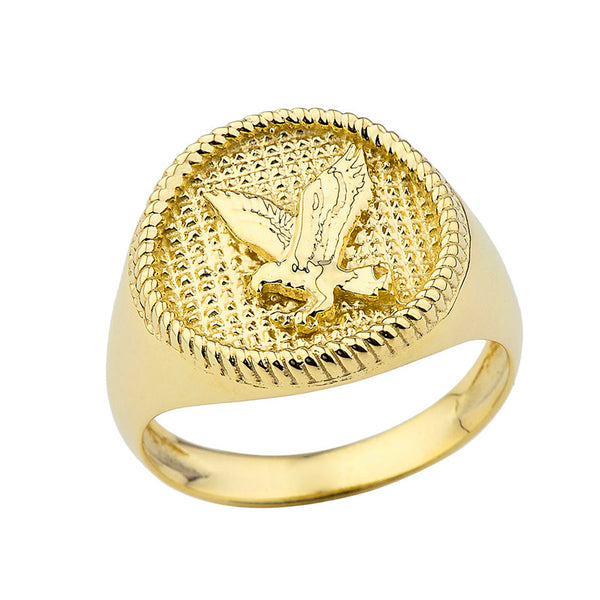 14ct Yellow and White Gold Eagle Signet Ring | Ramsdens Jewellery