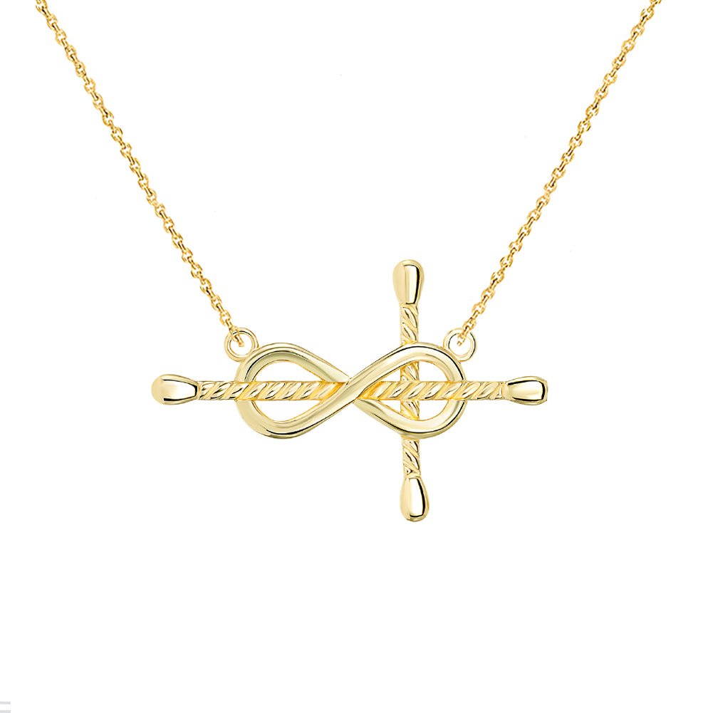 Infinity-Rope Cross Necklace in Solid Gold | Takar Jewelry