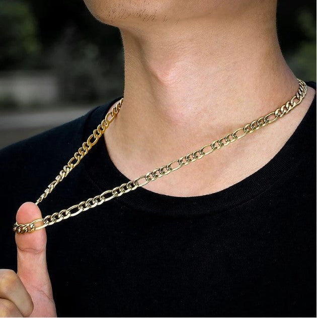 18K GOLD/SILVER 7MM FIGARO CHAIN