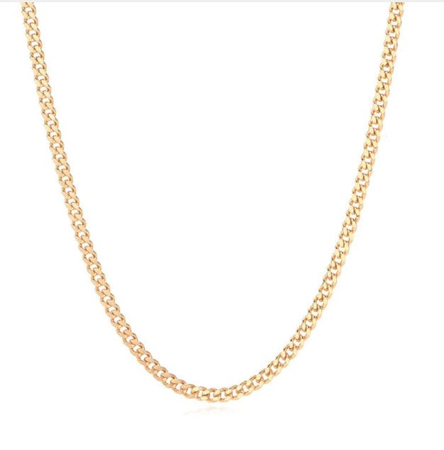 18K SOLID GOLD CURB CUBAN CHAIN