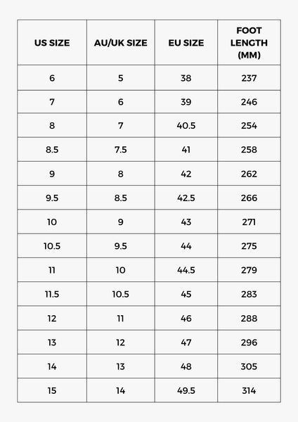 Universal Footwear Size Guides - W. Titley & Co