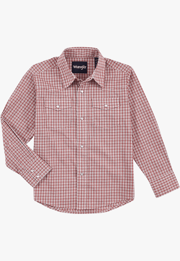 Wrangler Boys Wrinkle Resistant Plaid Long Sleeve Shirt - W. Titley & Co
