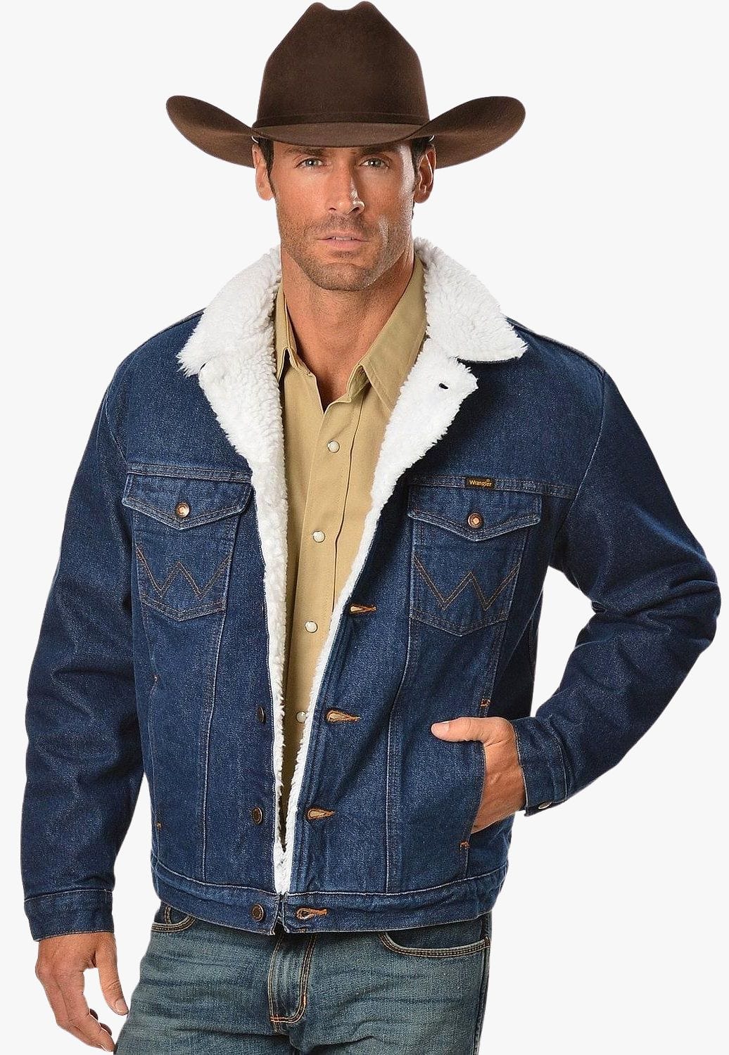 Wrangler Mens Sherpa Lined Denim Jacket - W. Titley & Co