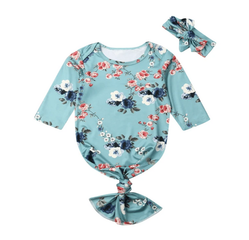 floral knotted baby gown