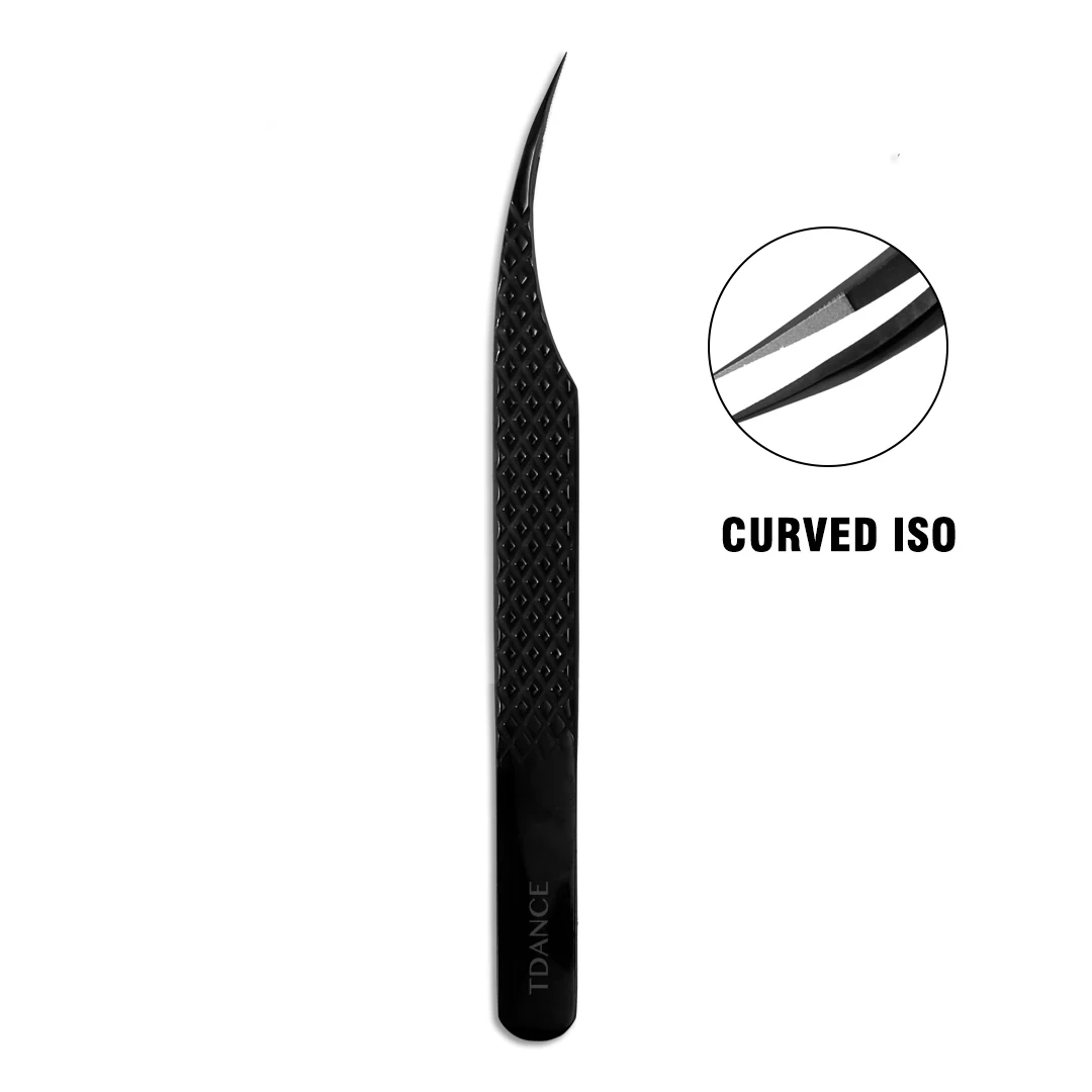 TB-02 Black Fiber Tweezers For Eyelash Extension