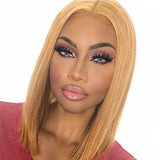 Ali Grace 12A Short Bob Wigs #27 Color Human Hair  13x4 Straight Front Wigs 150% Density