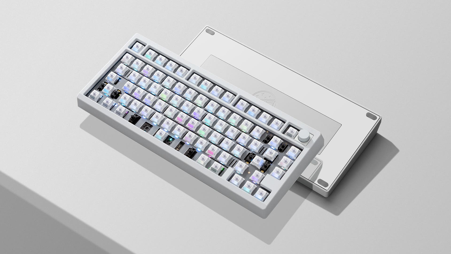 [Group-Buy] Meletrix Zoom75 KLE - Partially Assembled Keyboard Kit [November Batch] EE White with E-White Knob & Weight and Morandi Switches / Tri-mode Flex Cut PCB