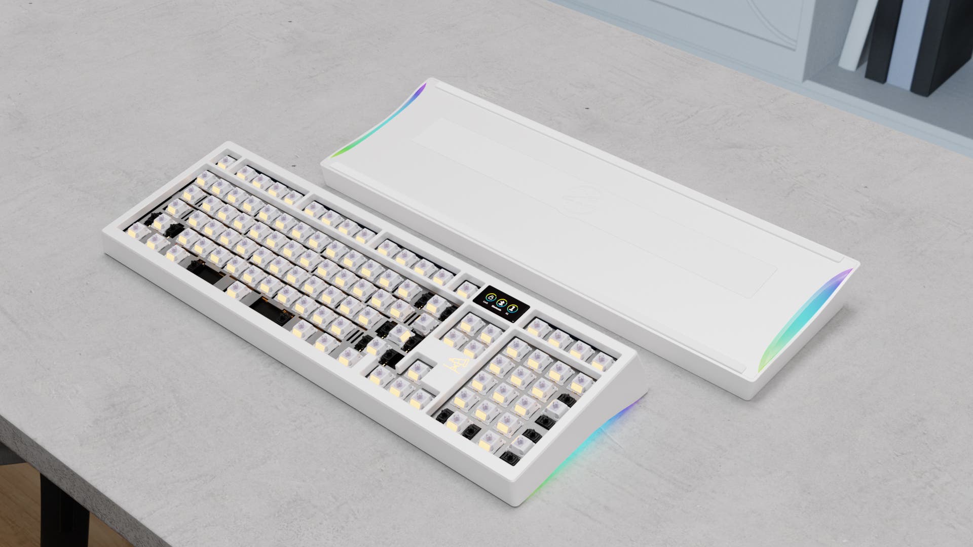 [Group-Buy] Meletrix Zoom98 KLE - Partially Assembled Keyboard Kit [November Batch] EE White with E-White Weight/ LCD Modular/ Morandi Switches / Tri-mode Flex Cut with LCD Modular