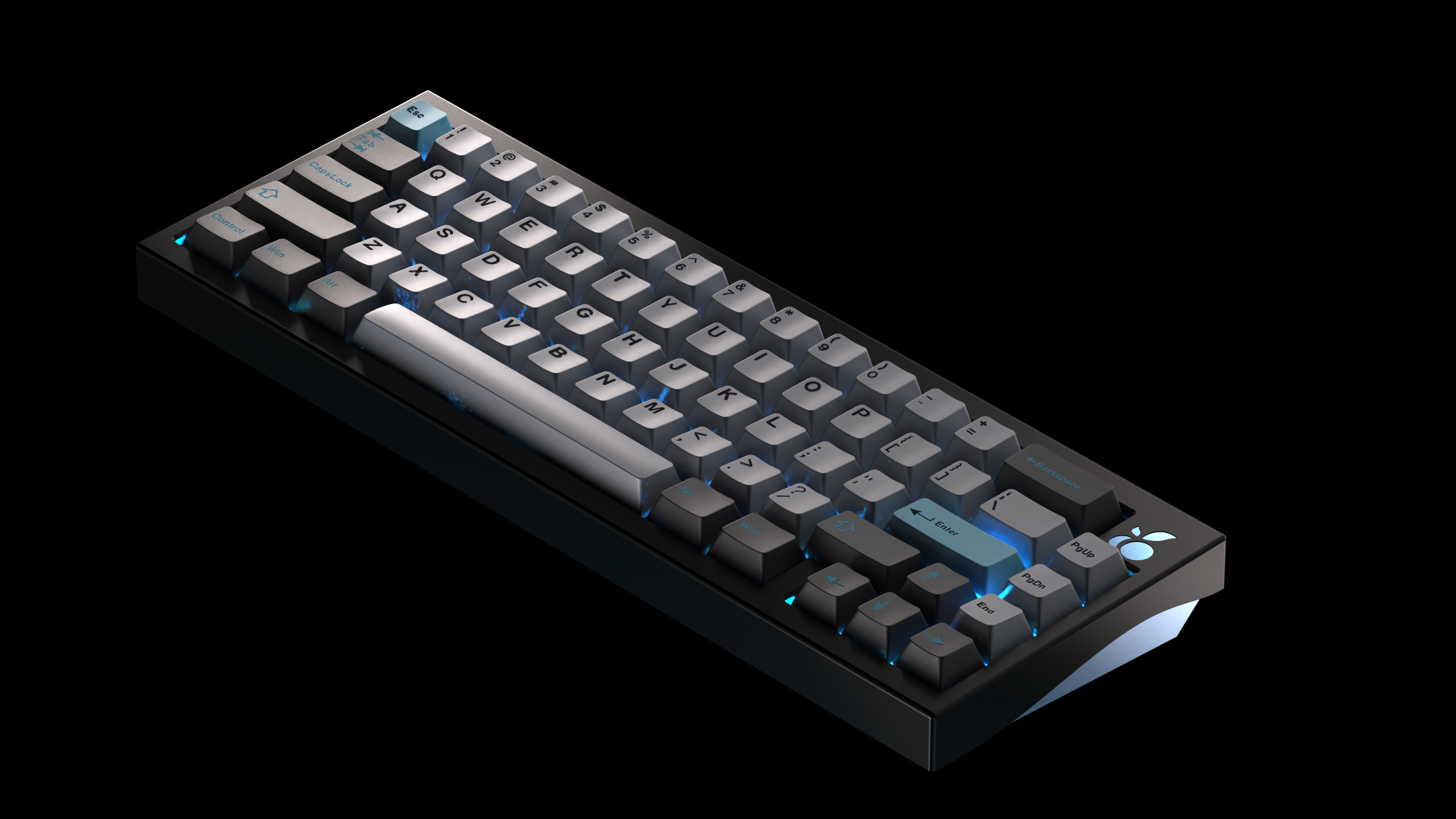 [Group-Buy] Blueberry - 65% Barebones Keyboard Kit Black / Electric Blue