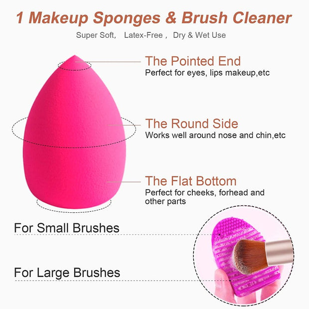 Bestope Makeup Brushes 16pcs Makeup Brushes Set with 4pcs Beauty Blender Sponge and 1 Brush Cleaner Premium Synthetic Foundation Brushes Blending