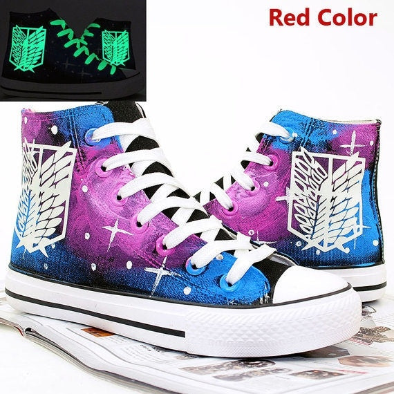 Fashion Luminous Shoes Attack on Titan with Galaxy Background Hand Painted  Shoes Black Canvas Sneakers | make you popular and striking