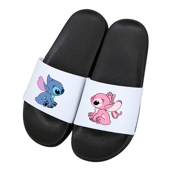 Stitch and Angel Slippers Unisex Funny Cartoon Slide Sandal Slippers ...