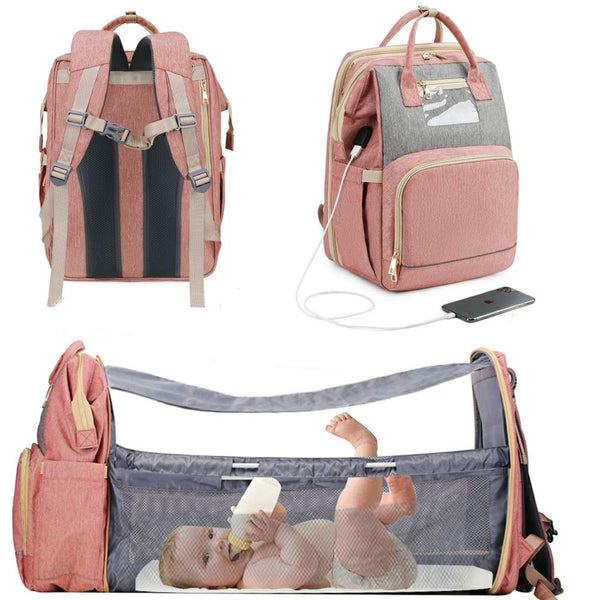 Waterproof Mummy Bag Diaper Bag Travel Backpack Foldable Crib Baby bed ...