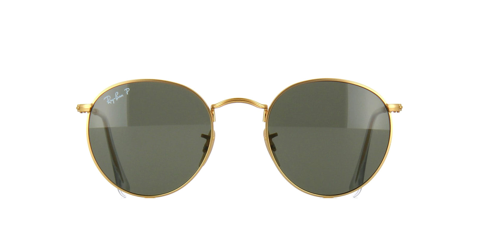 Rayban Round Metal Polarized Sunglasses Gold Green Classic G 15 Sunglass Pass