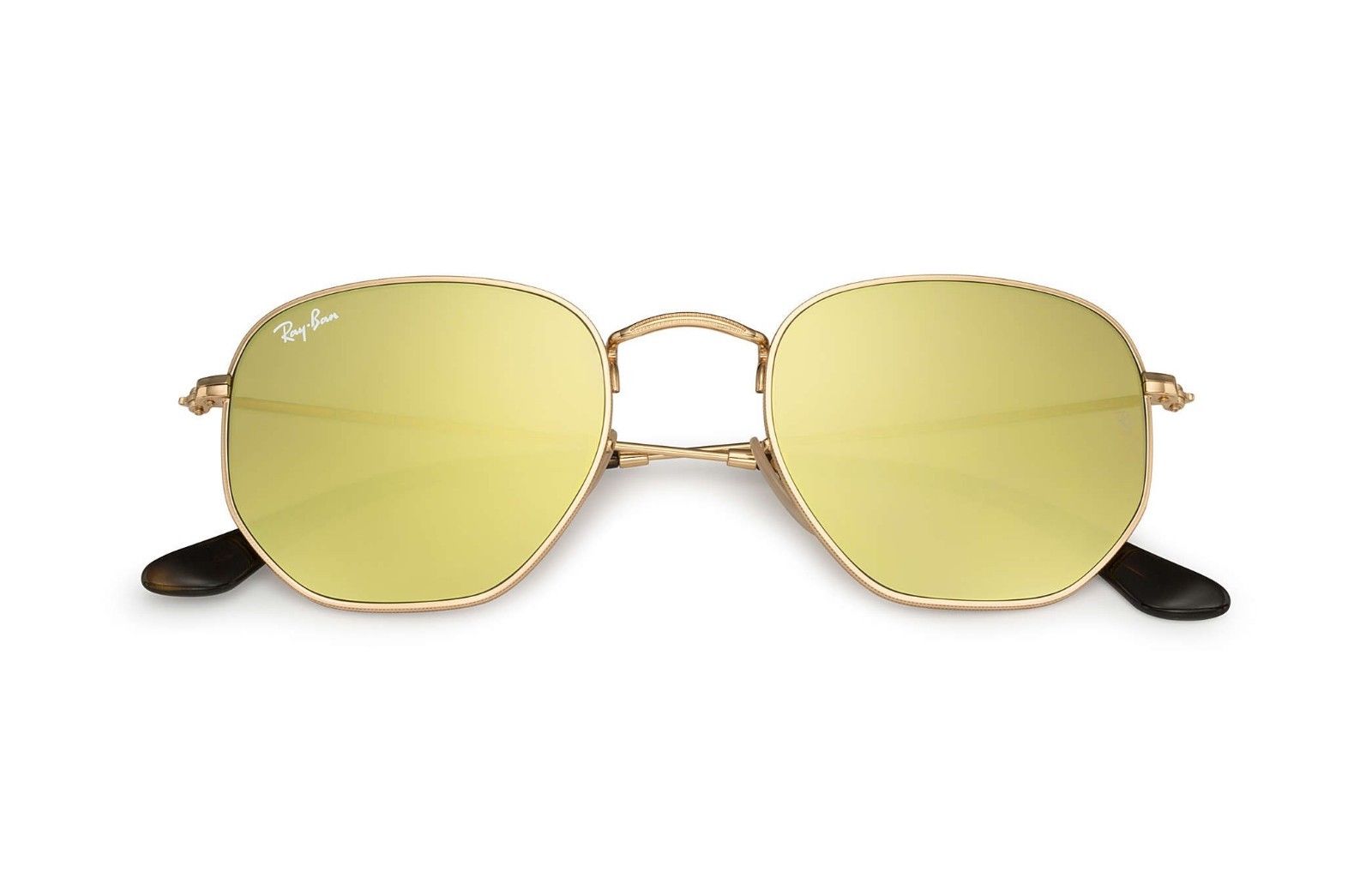 Rayban Hexagonal Flat Lenses Sunglasses Gold Lenses Sunglass Pass