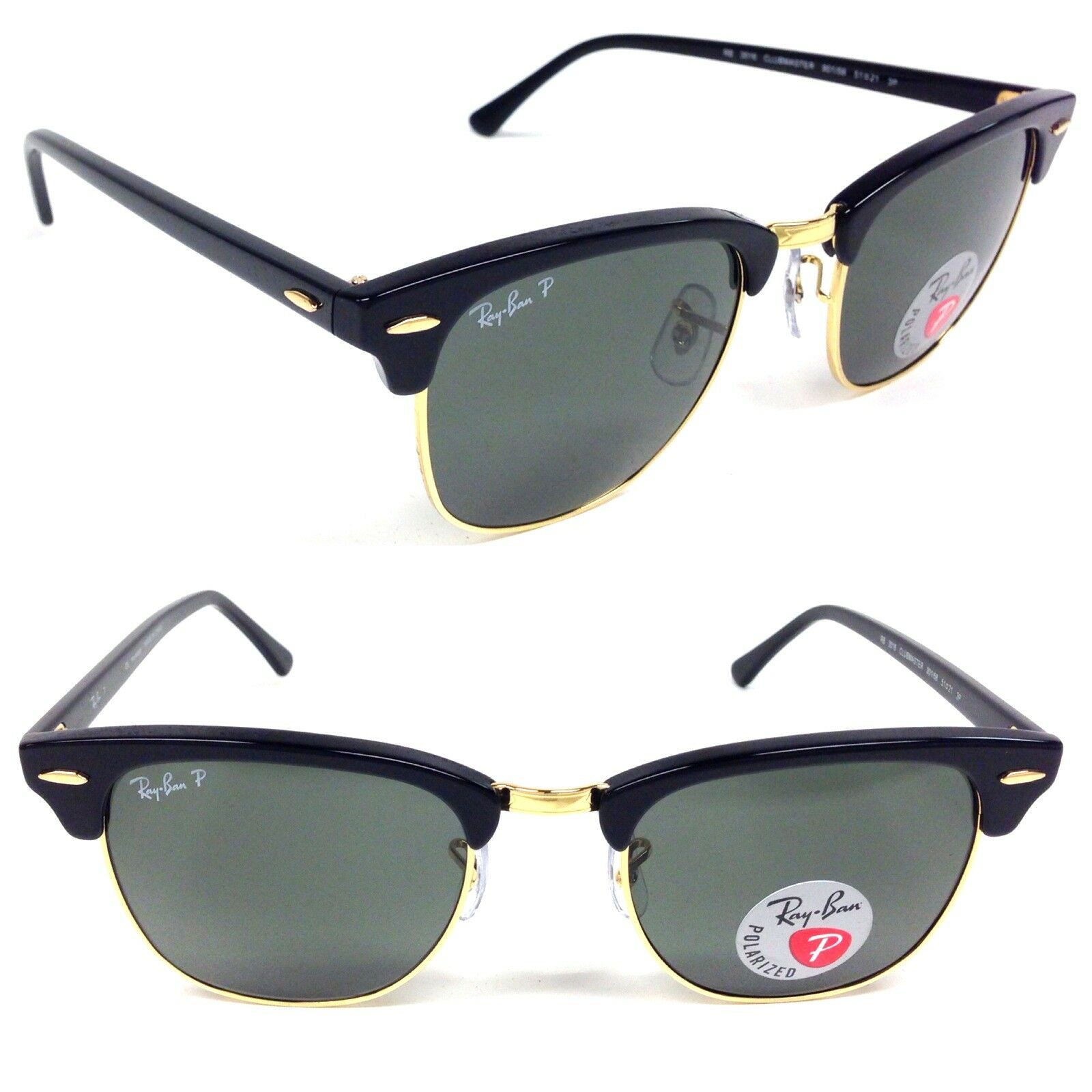 Rayban Clubmaster Classic Polarized Sunglasses Black Green Classic 5 Sunglass Pass