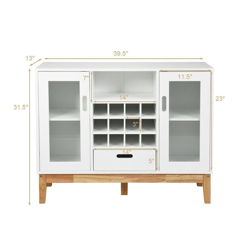 Wood Wine Storage Cabinet Sideboard Console Buffet Server w/Wine Rack & Drawer