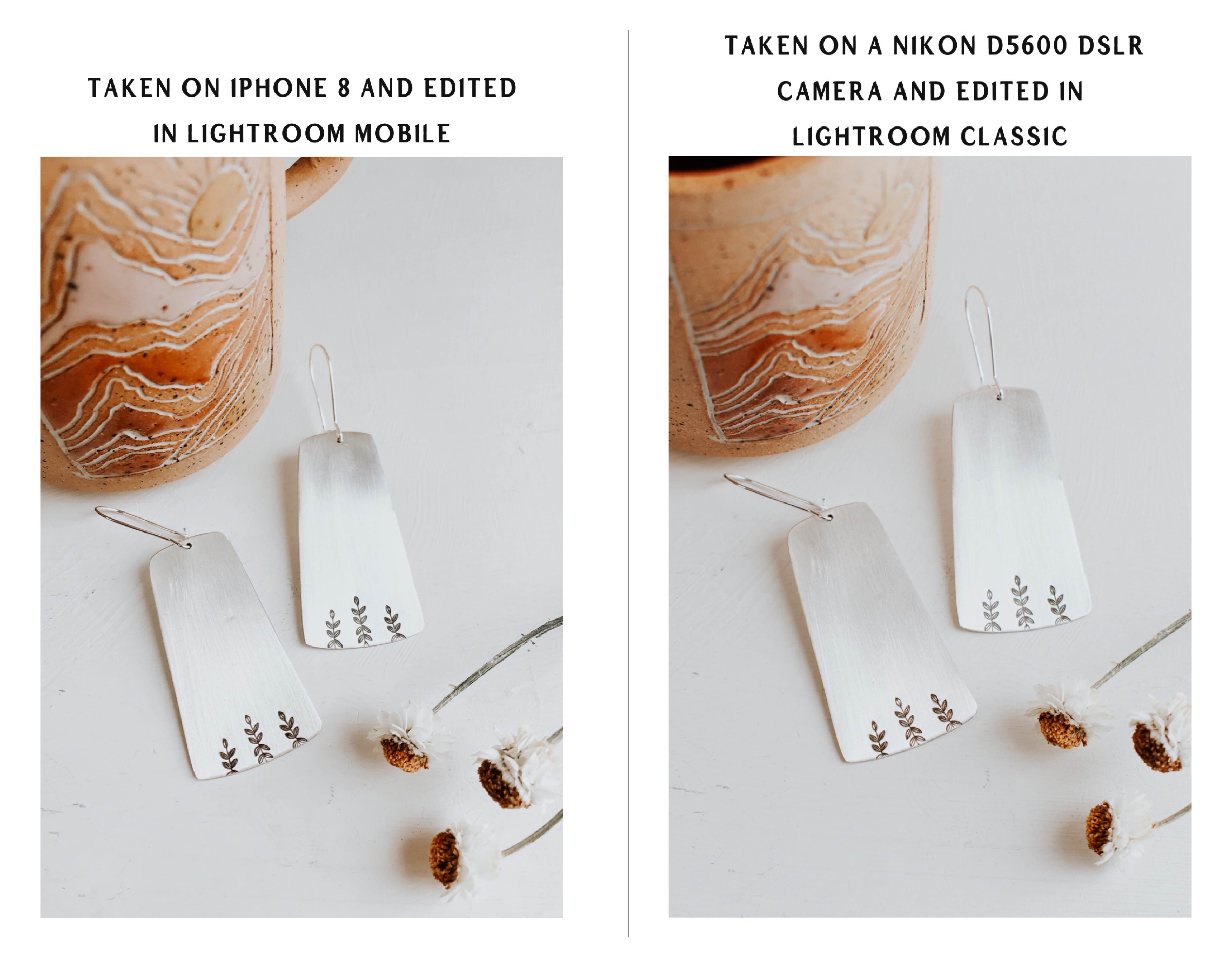 Photo of jewelry taken on an iPhone 8 vs. a Nikon D5600 DSLR camera