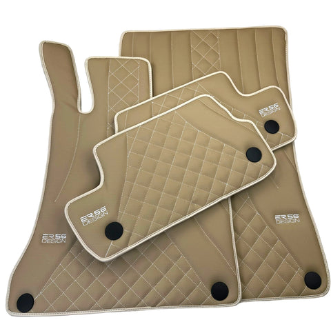 Beige Leather Floor Mats For Mercedes Benz CLC-Class CL203 (2008 - 2011) | ER56 Design