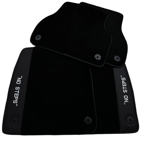 Black Floor Mats for A4 - B9 Avant (2019-2023) | "NO STEPS" Fluorescent Logo