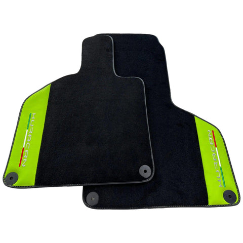 Black Floor Mats for Lamborghini Huracan 2014-2023 With Green Leather