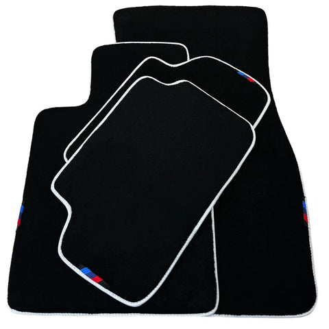 Black Floor Mats For BMW 7 Series E65 | White Trim AutoWin Brand