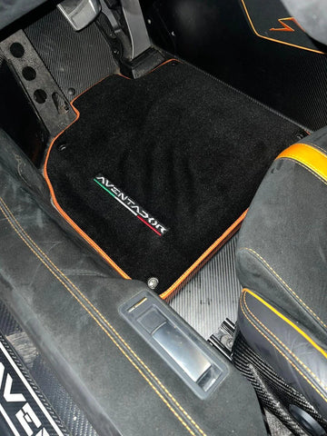 Floor Mats for Lamborghini Aventador | Orange Trim