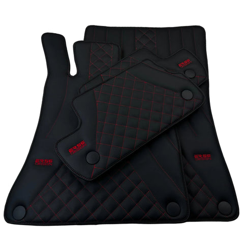 Black Leather Floor Mats For Mercedes Benz CLC-Class CL203 (2008 - 2011) | ER56 Design