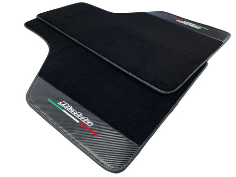 Black Floor Mats for Lamborghini Diablo 1990-2001 With Carbon Fiber Leather