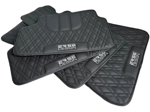 Fußmatten für BMW 1er E81, schwarzes Leder, Er56-Design