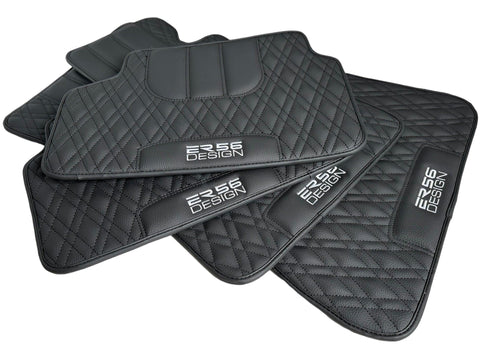 Fußmatten für BMW 7er G12, schwarzes Leder, Er56-Design