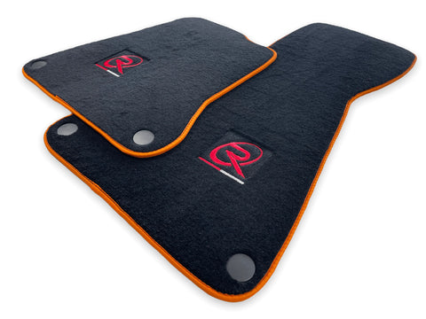 Floor Mats For McLaren MP4 12C Black Tailored Carpets Orange Trim