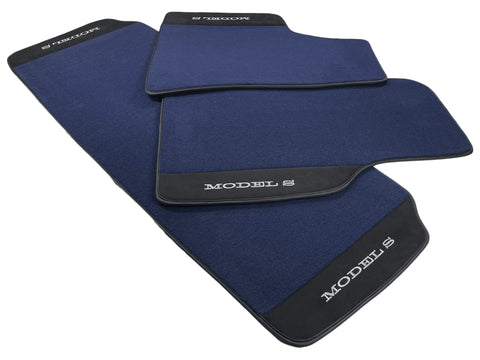 Dark Blue Floor Mats For Tesla Model S With Alcantara Leather