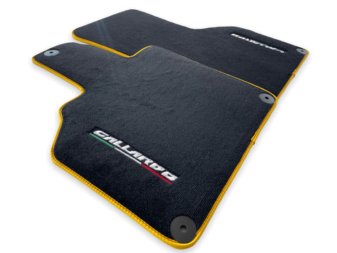 Fußmatten für Lamborghini Gallardo, Marke Autowin, gelbe Zierleiste