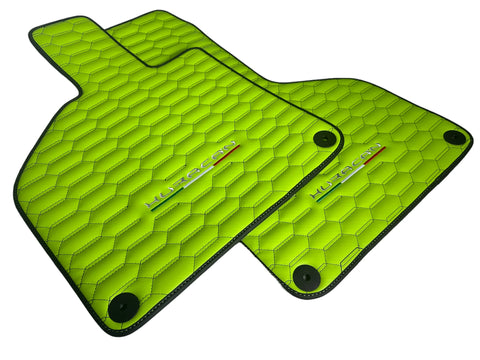 Green Leather Floor Mats for Lamborghini Huracan