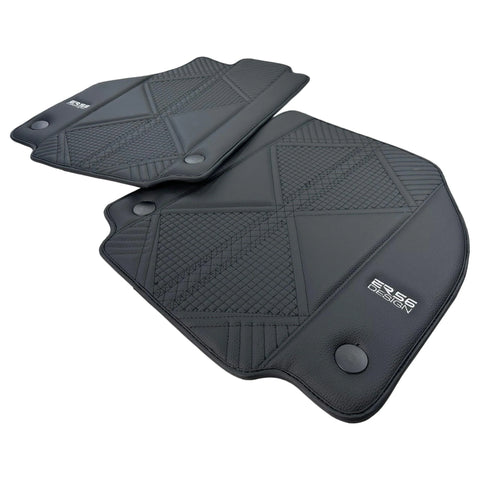 Black Leather Floor Mats For Ferrari 458 GT2 (2012-2015) ER56 Design