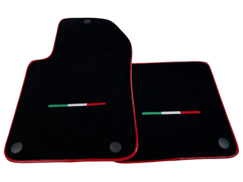 Schwarze Fußmatten für Ferrari 612 Scaglietti 2005–2011 mit rotem Rand