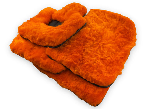 Orange Sheepskin Floor Mats For Rolls Royce Ghost Sedan 2010-2019 Er56 Design Brand