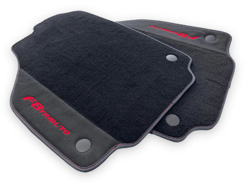 Black Floor Mats For Ferrari F8 Tributo 2019-2022 With Alcantara Leather