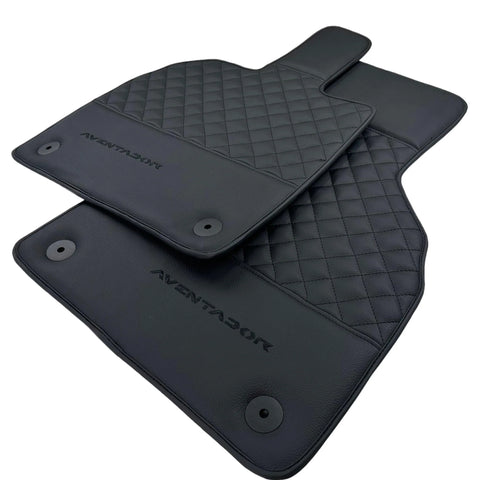 Black Leather Floor Mats For Lamborghini Aventador