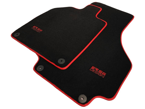 Schwarze Fußmatten für Audi R8 2015–2023, ER56-Design, rote Zierleiste
