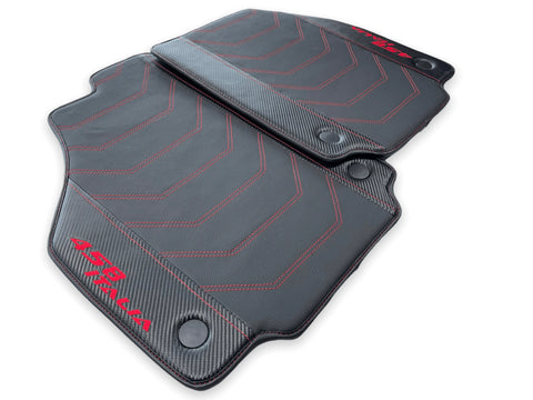 Leather Floor Mats For Ferrari 458 Italia 2009-2015 With Carbon Fiber