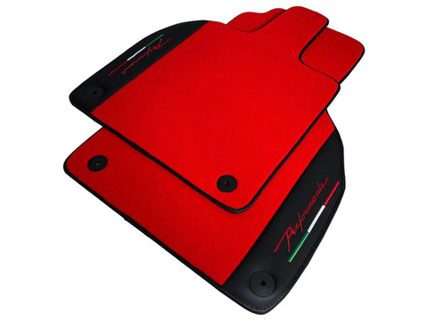 Red Floor Mats for Lamborghini Aventador With Black Leather