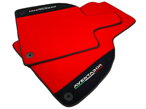 Red Floor Mats for Lamborghini Aventador With Alcantara Leather