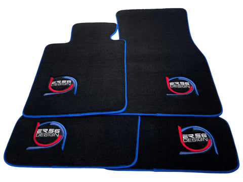 Black Floor Mats For BMW 3 Series E30 2-doors Coupe ER56 Design Limited Edition Blue Trim